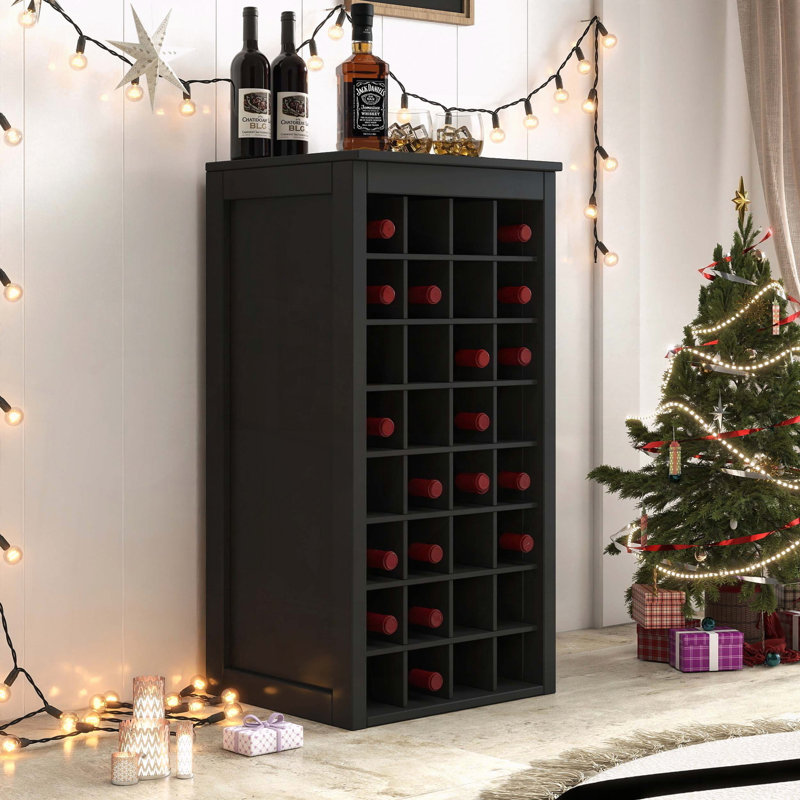 Armoire à vin modulaire avec rangement pour 32 bouteilles, Black, H 35,43 po x l 19,59 po x P 17,8 po