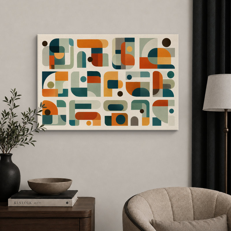 Œuvres d'art rétro aux formes géométriques, tableaux pour le salon, impression giclée sur toile encadrée, Toile tendue