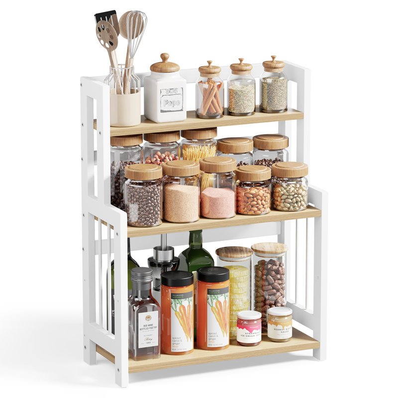 Freestanding Spice Rack, White/Natural