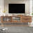 TV Furniture for 75+ Inch TVs, 70.8” Mid-Century Walnut TV Stand with Drawers &amp; Glass Cabinets | Walnut | Mid-Century Modern