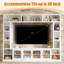 Meuble audio-vidéo de 95 po de largeur avec bibliothèque et pont, console de télévision avec tablettes pour téléviseurs de 80 po ou moins-1397693962