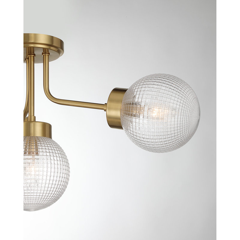 4-Light Semi-Flush in Warm Brass, Warm Brass