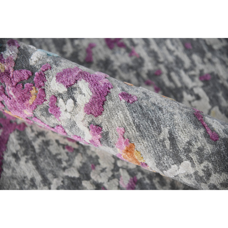 Essence Abstract Area Rug in Pink, Rectangle 10' x 14'