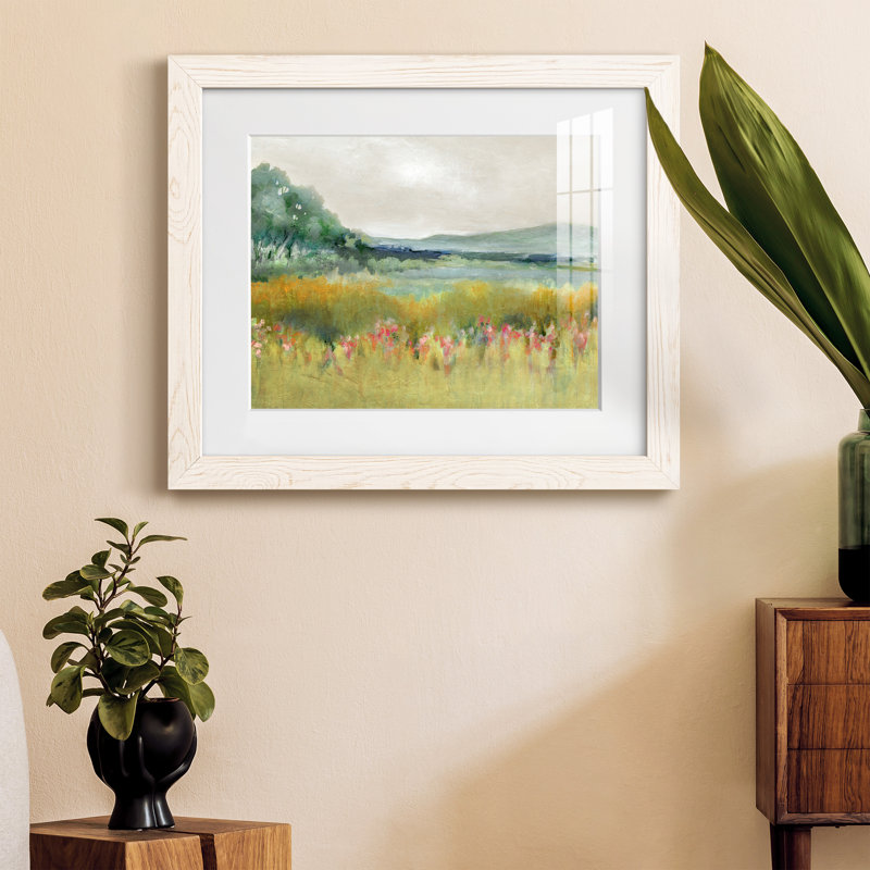 Printemps calme - peinture encadrée, Cadre blanc, H 20 po x l 17 po x P 1,5 po