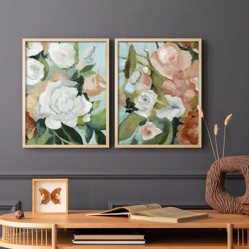 «Bouquet Scatter I», reproduction encadrée de qualité supérieure - prête à être accrochée - aucun clou requis - aucun clou requis