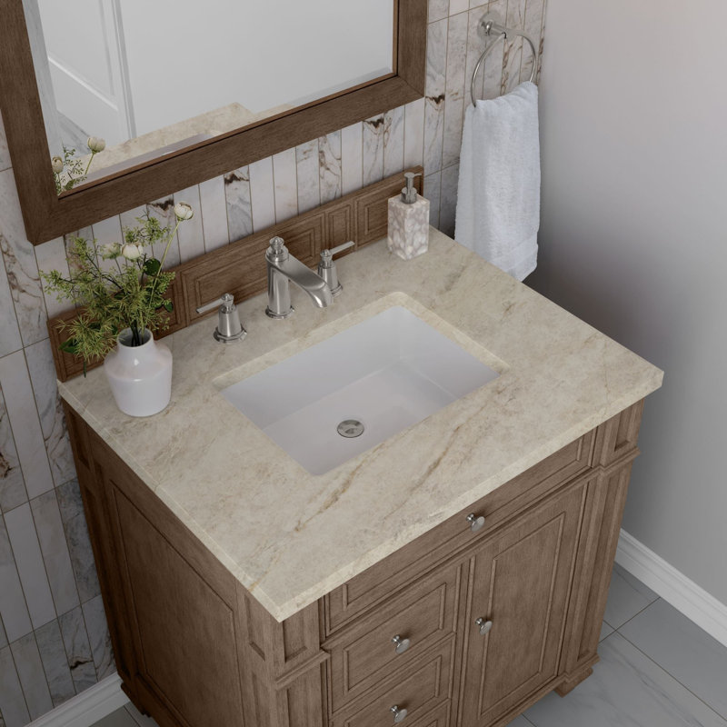 Bristol 30'' W Single Vanity, Whitewashed Walnut, 8" Widespread, Tajnar Eclos