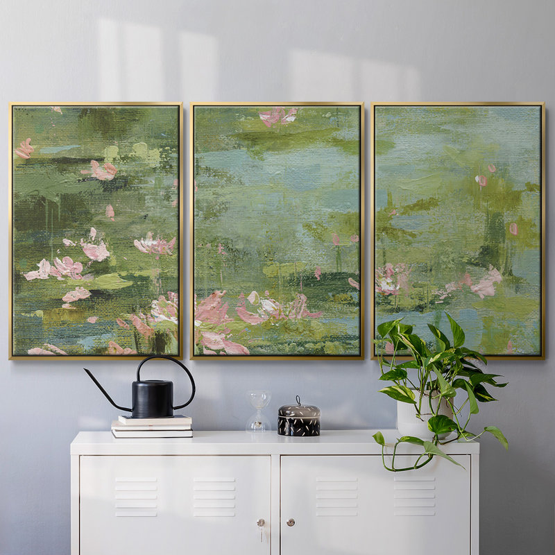 Céladon, reproduction sur toile 3 pièces, Or, H 36 po x l 75 po x P 2 po