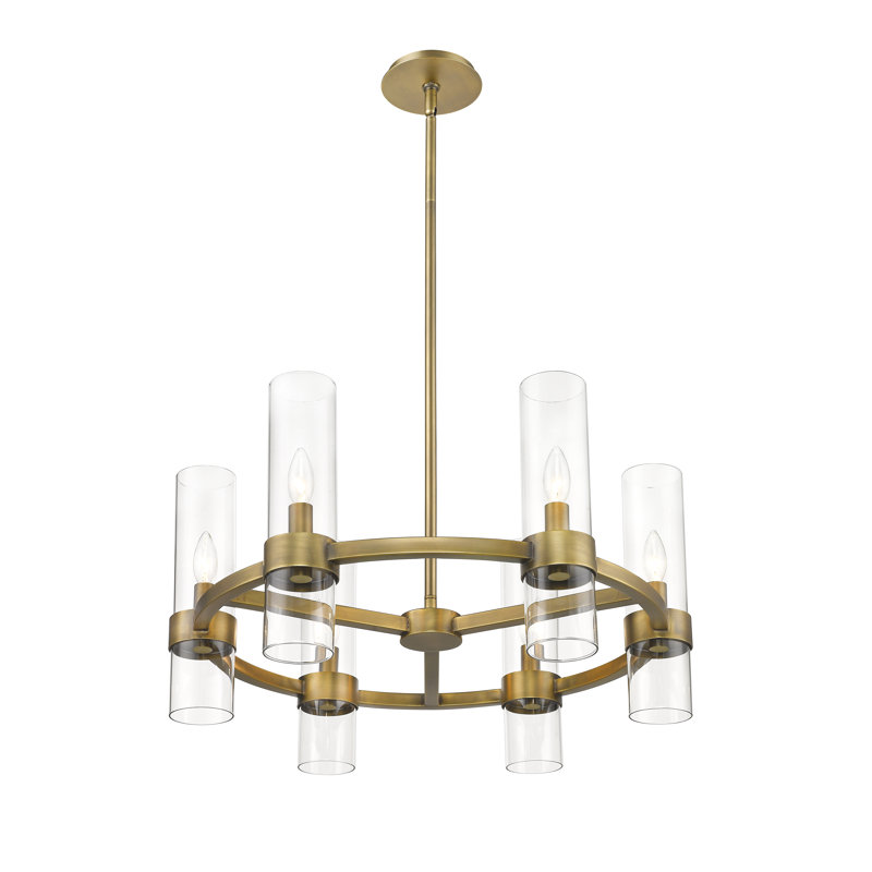 Fouges 6 - Light Dimmable Wagon Wheel Chandelier, Rubbed Brass
