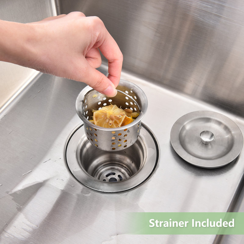 Évier de cuisine à simple cuve encastrable 15 pouces, cuve en acier inoxydable brossé de calibre 16 avec tampons insonorisés, support de séchage et accessoires complets pour les cuisines modernes