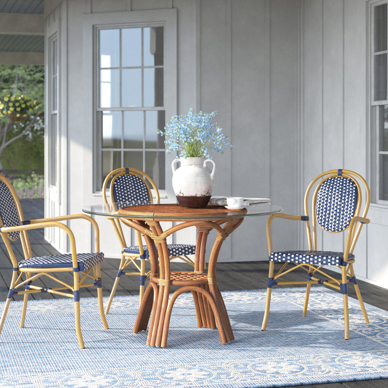 Acworth Round Wicker Outdoor Dining Table , in. W in. D, 0.32" H x 48" W x 48" L