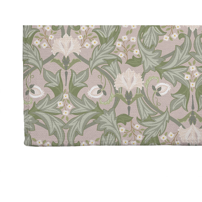 Tapis de cuisine léger antidérapant Ogee Leaf, Rose poudreux, Rectangulaire 2 pi x 3 pi