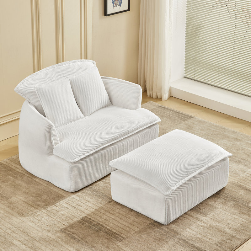 Fauteuil convertible polyvalent avec repose-pieds en velours côtelé moderne pour les petits espaces élégants