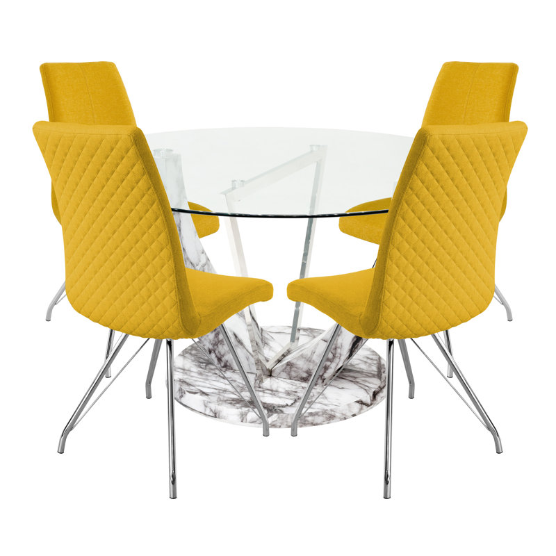 Kipp 4 - Person Dining Set, Yellow