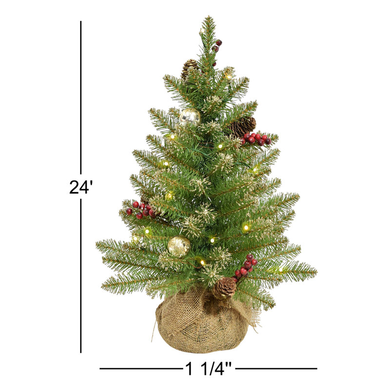 Sapin Dunhill doré scintillant 2 pi avec lumières DEL à piles