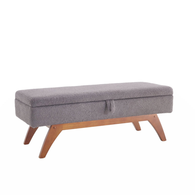46.8'' Wide Rectangle Storage Ottoman Faux Leather Ottoman With Storage Bedroom Bench Upholstered Bench, Gray