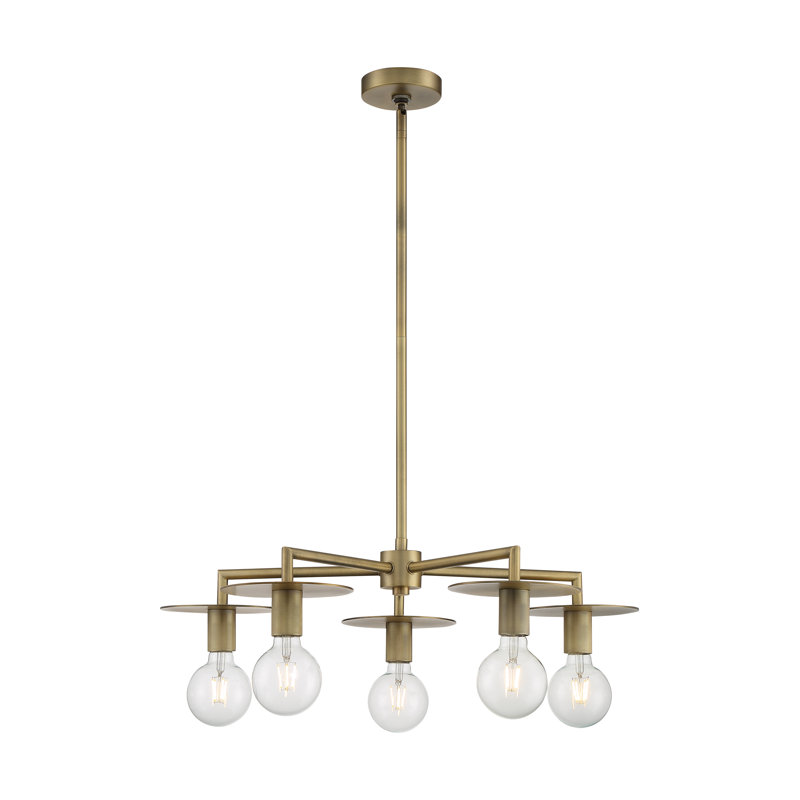 Lustre sphérique spoutnik à 5 lumières Sawvel, Laiton rétro