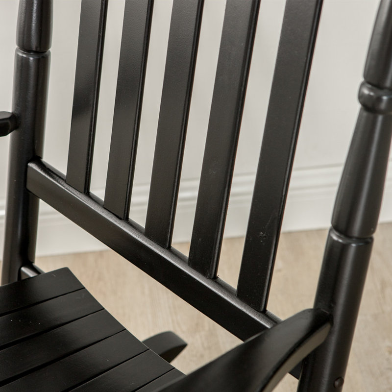 Chaise berçante d'extérieur en bois massif, Noir