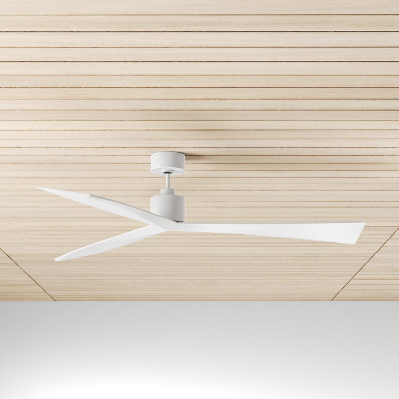Mirage 60" W 3-Blade Ceiling Fan with Remote Control, Matte White, 52"
