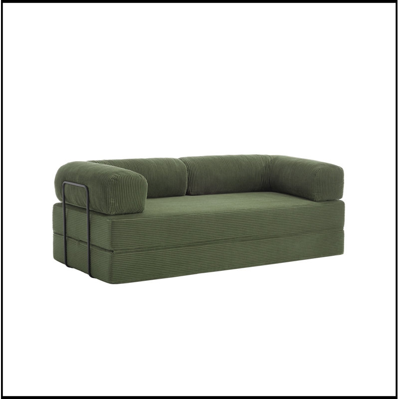 Causeuse en velours côtelé avec coussin moelleux, Vert olive