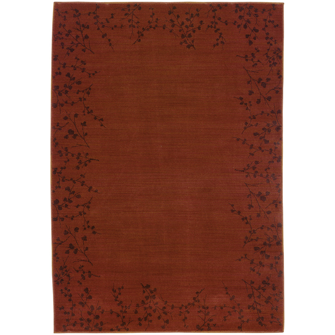 Ryles Floral Area Rug in Red/ Brown Red Barrel Studio® Rug