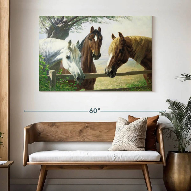 Old Friends Horses, H 32 po x l 48 po