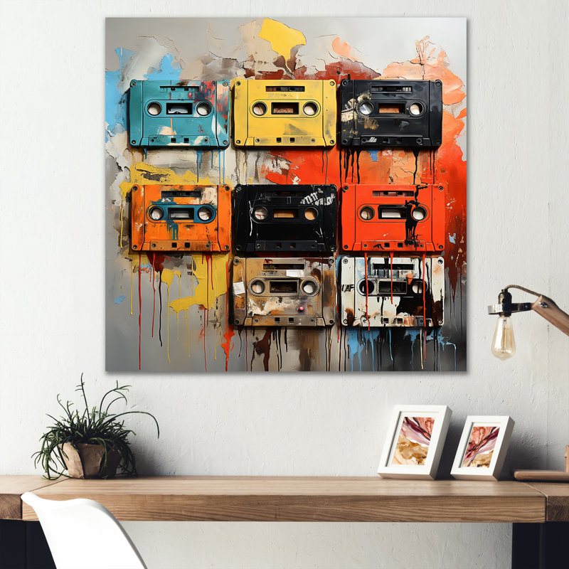 Colourful Colorful Art Melodic Tapes VII - Cassette Tapes, art mural en métal, H 16 po x l 16 po