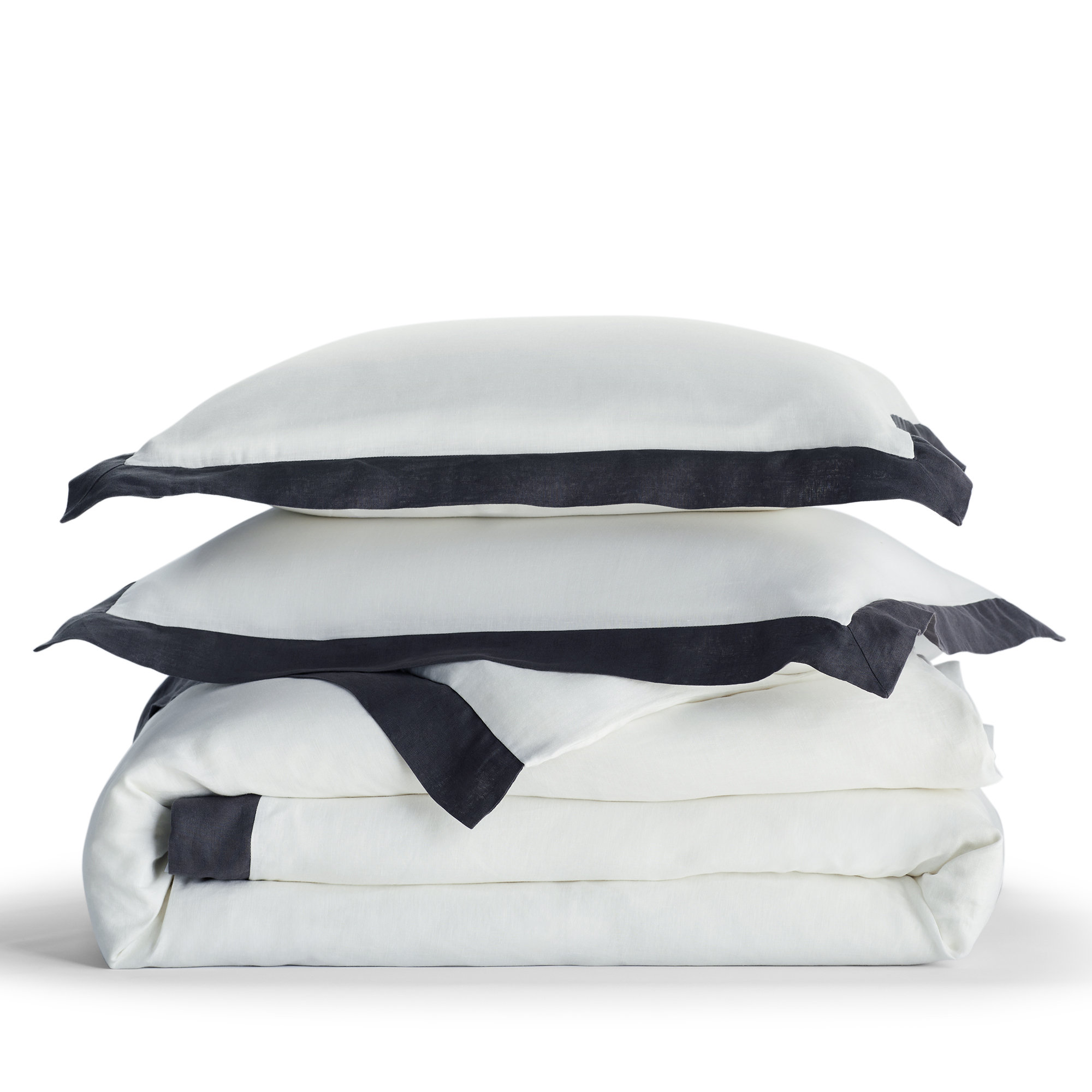Benni Belgian Flax Linen Duvet Cover Set, Dark Gray, King Duvet Cover + 2 King Shams