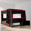 Lit double superposé au dessus d'un lit double avec bureau et rangement-1408150262