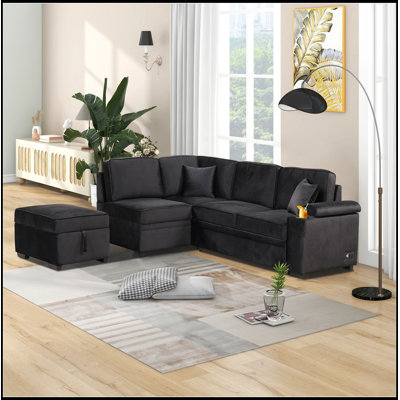 L Shape Sectional Sofa with Storage Ottoman
