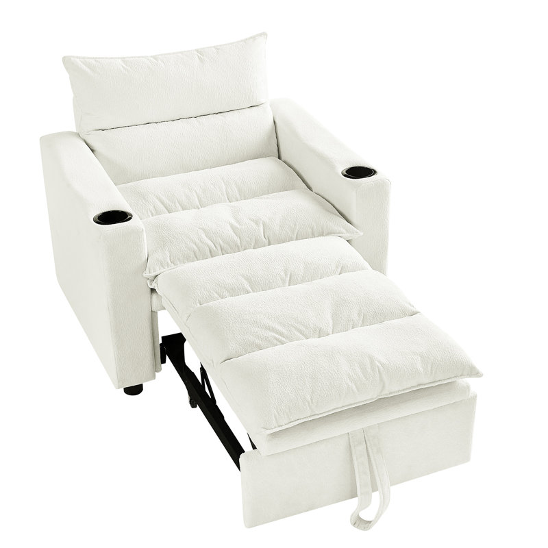 Canapé-lit 31 places convertible beige avec velours pour petit salon, lit ajustable à structure solide et moderne, Beige