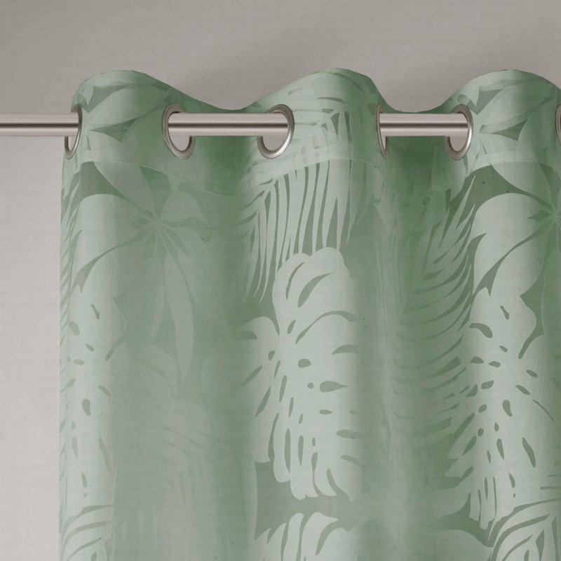 Palm Leaf Burnout Window Sheer(1 Sheer Curtain), 50" W x 84" L, Sage Green