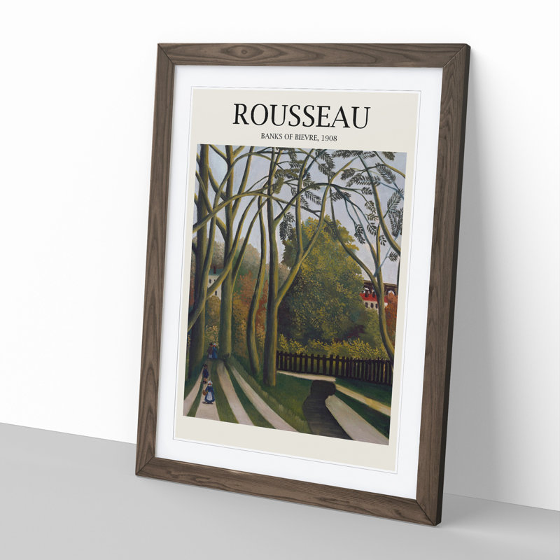The Banks of the Bievre by Henri Rousseau - Picture Frame Painting, 36cm H x 27cm W x 2cm D, Walnut Framed