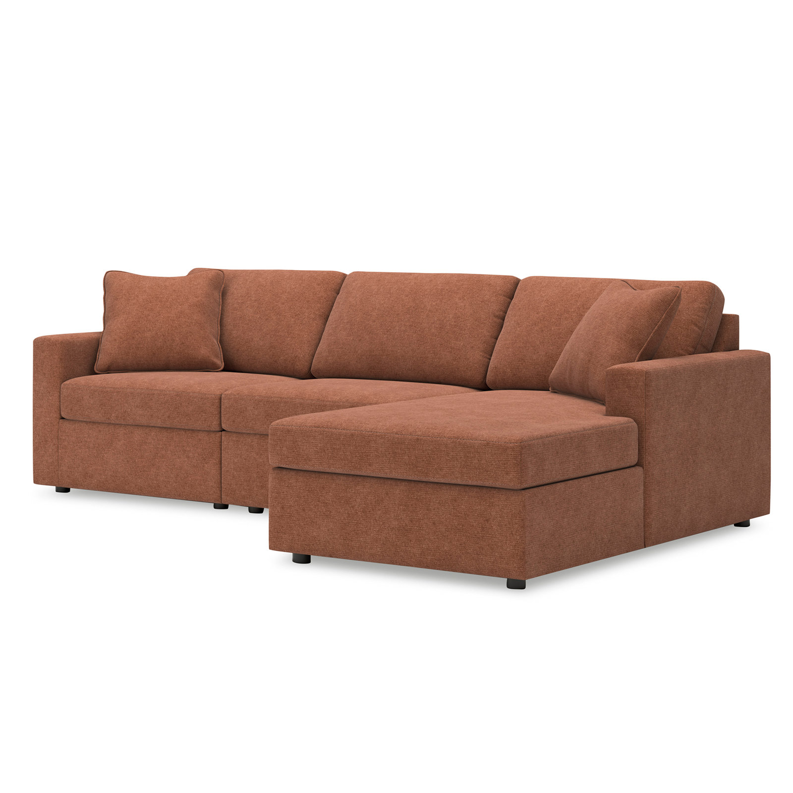 Bulwell Sectional With Chaise, Right Hand Facing, 36" H x 109" W x 68"D, Brown Polyester