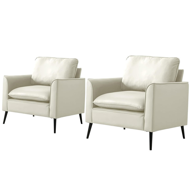Fauteuil d'appoint moderne en similicuir avec repose-tête et coussin lombaire, méridienne rembourrée pour le salon et la chambre à coucher