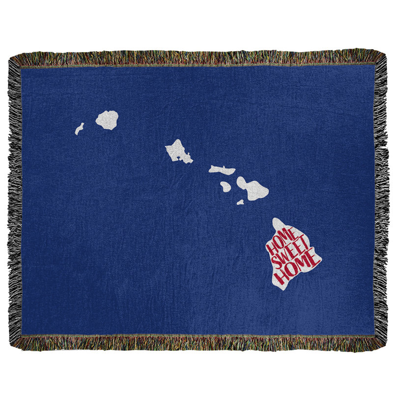 Jeté en coton tissé doux hawaii, l 37 po x L 52 po, Bleu marine