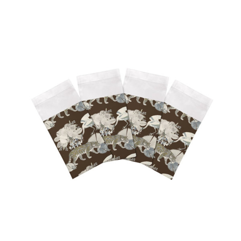 Leopard Walk Cotton Sateen Dinner Napkins, Chocolate
