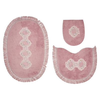 Soft & Absorbent Bathmat Set (3 Pieces), Powder Colour, 15 mm Pile Height | 100% Polyester, Non-Slip Underside, Antibacterial | Includes 15.7 x 19.7 in, 19.7 x 23.6 in, 23.6 x 43.3 in | Machine Washable at 86°F, Perfect for Home Bathrooms