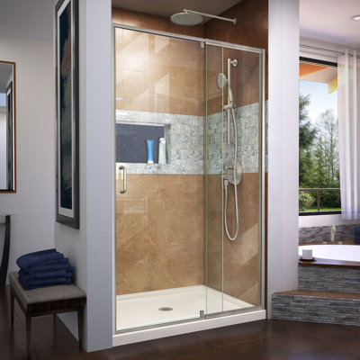 Porte de douche à pivot pivotante 42 "x 74,75" Flex avec base incluse