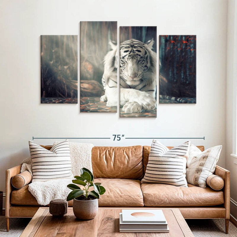 Humeur de tigre blanc, H 42 po x l 68 po