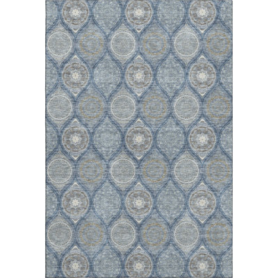 Premium Machine Washable Prisco Navy Rug