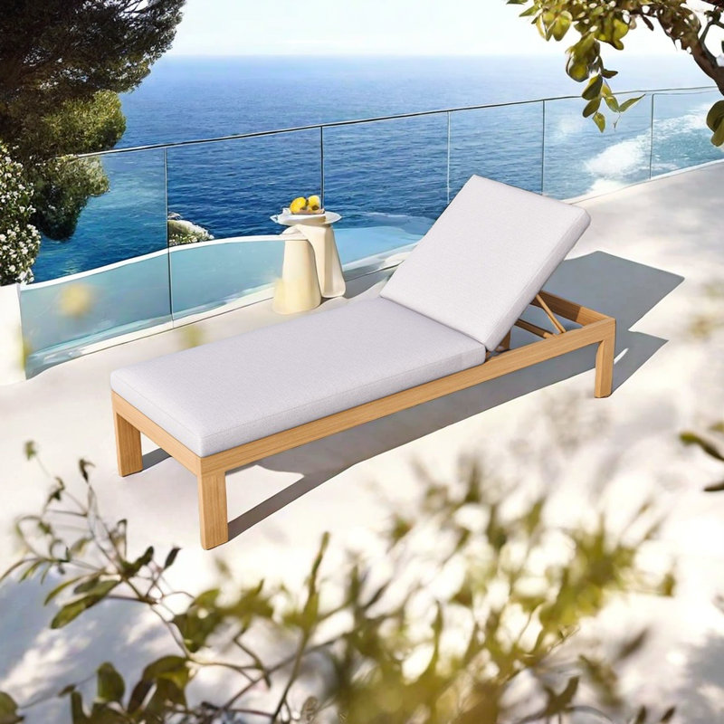 Outdoor Resort Style Chaise Lounge Outdoor Chaise Lounge Set with Table , Cushion Included
