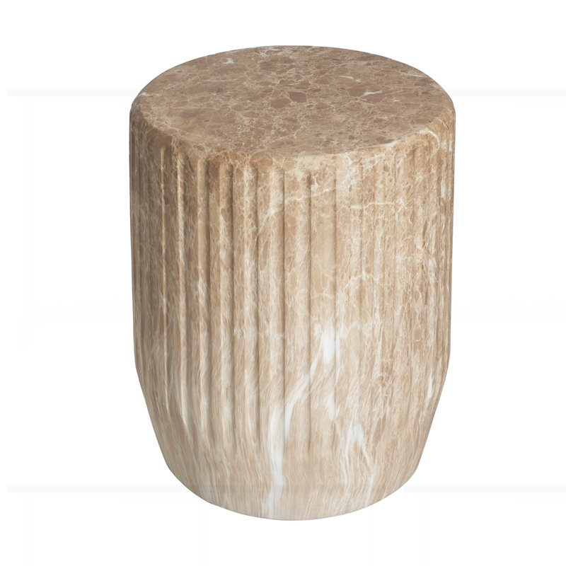 Table d'appoint d'extérieur en travertin Ponti, Doré