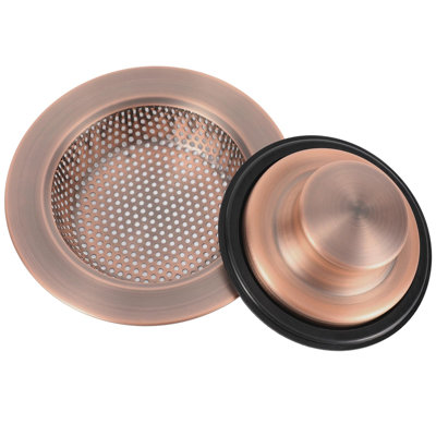 4.4" Wide Rim Sink Drain Strainer Set, Polished Stainless Steel Sink Stopper Combo, Anti-Clog Food Debris Catcher for Household Kitchen Drains
