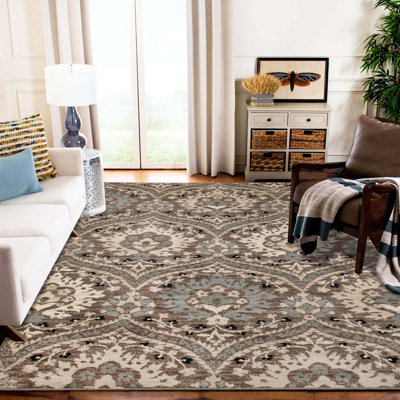 Tapis damassé bleu clair Fanrum