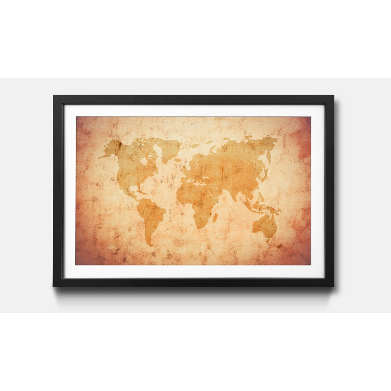 Weltkarten Old Map Of The World - Single Picture Frame Print, 60cm H x 80cm W x 2.2cm D