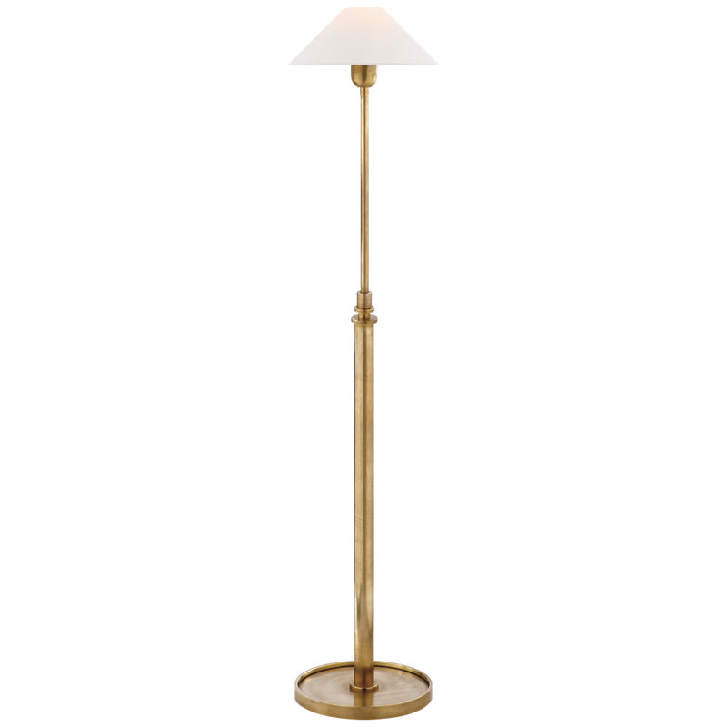 J. Randall Powers Hargett Floor Lamp, Hand-Rubbed Antique Brass, Fabric