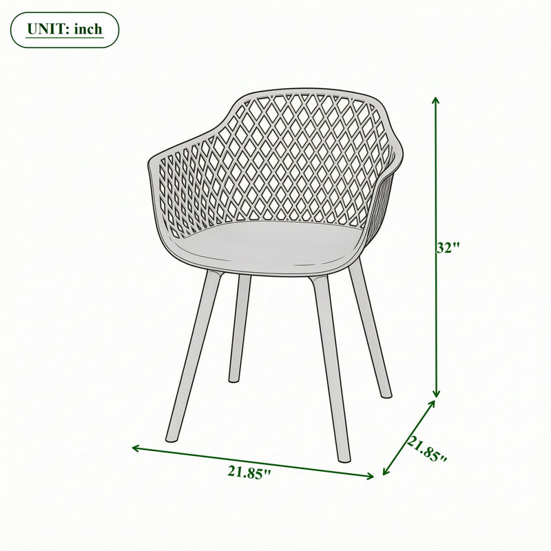 Ensemble de chaises de salle à manger d'extérieur avec accoudoirs et pieds