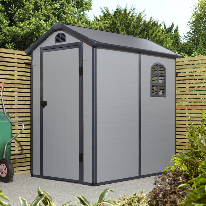 Rowlinson Airevale Plastic Apex Shed 4x6, Light Grey