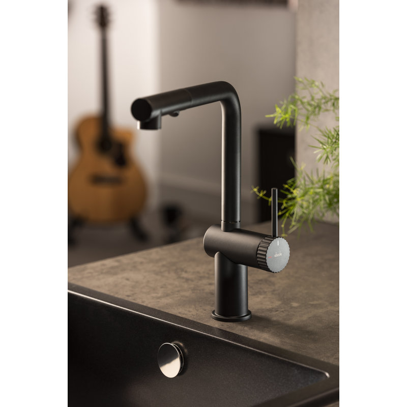 Abode Fraction Single Lever Pull Out Spray Tap, Matte Black