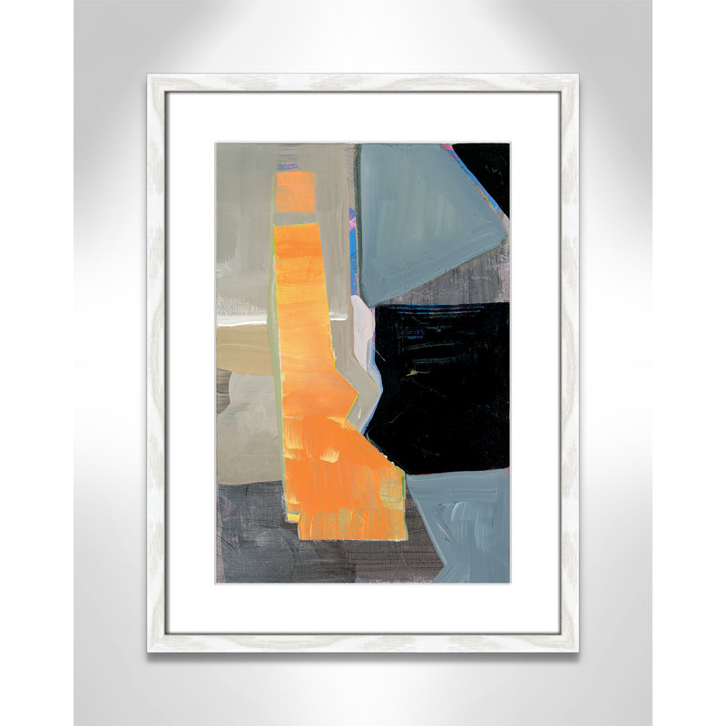 «Castellini Orange Pinstripe II» par Cartissi - peinture encadrée, H 23 po x l 17 po x P 0,75 po, Cadre à grain de bois blanc